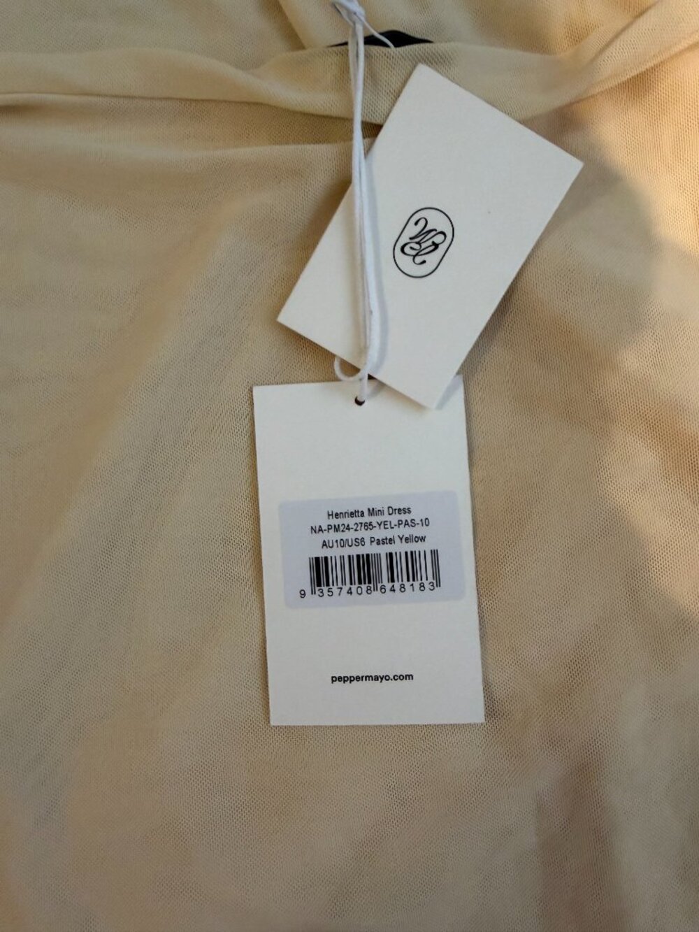 Peppermayo "Henrietta" Mini Dress — Pastel Yellow Size US 6/AU 10 - Picture 3 of 4